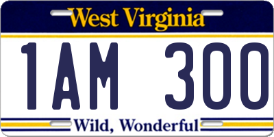 WV license plate 1AM300