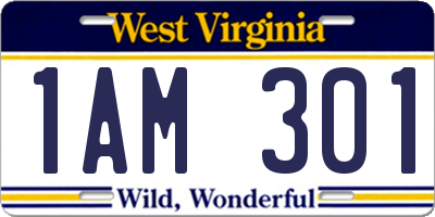 WV license plate 1AM301