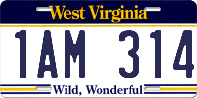 WV license plate 1AM314