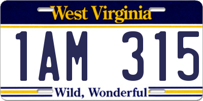 WV license plate 1AM315