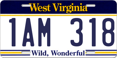 WV license plate 1AM318