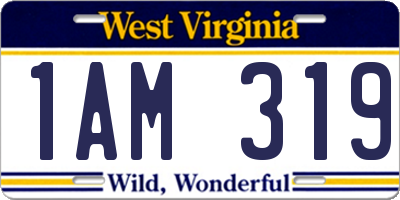 WV license plate 1AM319