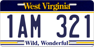 WV license plate 1AM321