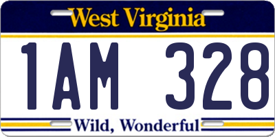 WV license plate 1AM328