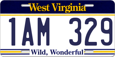 WV license plate 1AM329
