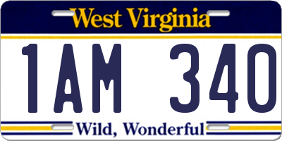 WV license plate 1AM340