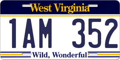 WV license plate 1AM352
