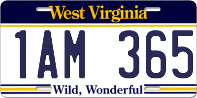 WV license plate 1AM365