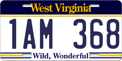 WV license plate 1AM368