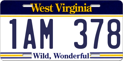 WV license plate 1AM378