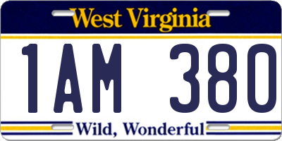 WV license plate 1AM380