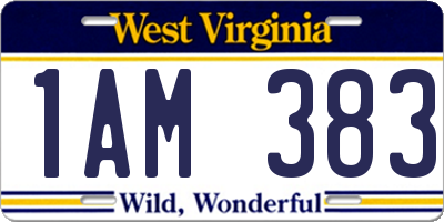 WV license plate 1AM383