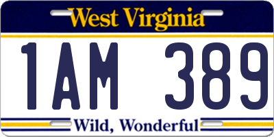 WV license plate 1AM389
