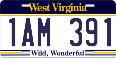 WV license plate 1AM391