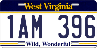 WV license plate 1AM396