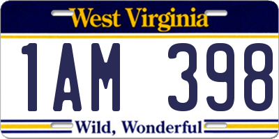 WV license plate 1AM398