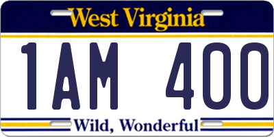 WV license plate 1AM400