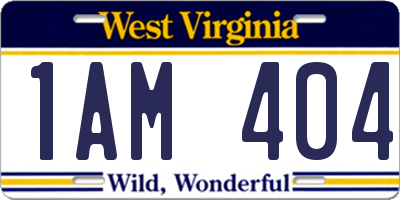 WV license plate 1AM404