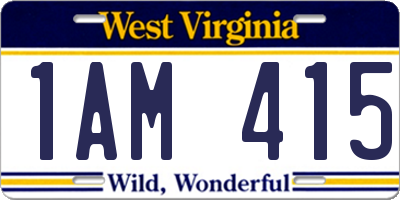 WV license plate 1AM415