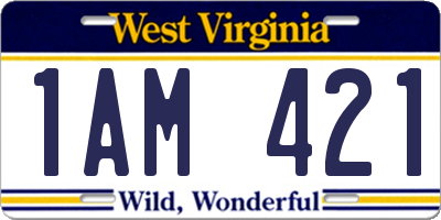 WV license plate 1AM421