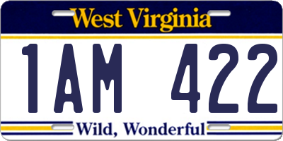 WV license plate 1AM422