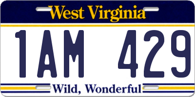 WV license plate 1AM429