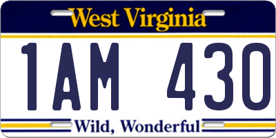 WV license plate 1AM430