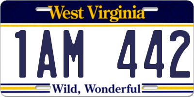 WV license plate 1AM442