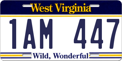 WV license plate 1AM447