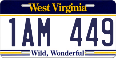 WV license plate 1AM449