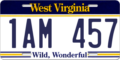 WV license plate 1AM457