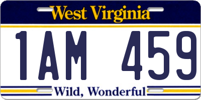 WV license plate 1AM459