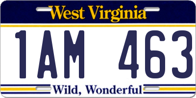 WV license plate 1AM463