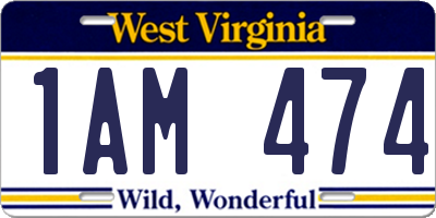 WV license plate 1AM474