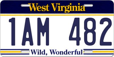 WV license plate 1AM482