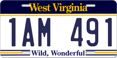 WV license plate 1AM491