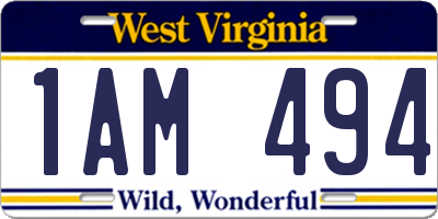 WV license plate 1AM494