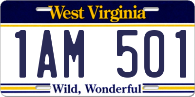 WV license plate 1AM501