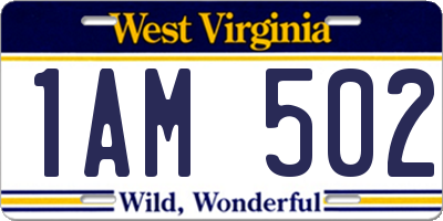 WV license plate 1AM502