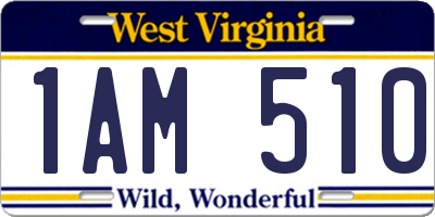 WV license plate 1AM510