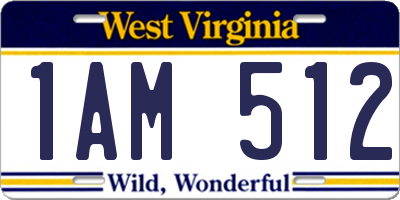 WV license plate 1AM512