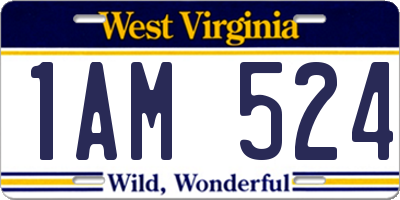 WV license plate 1AM524