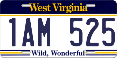 WV license plate 1AM525