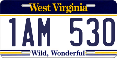 WV license plate 1AM530