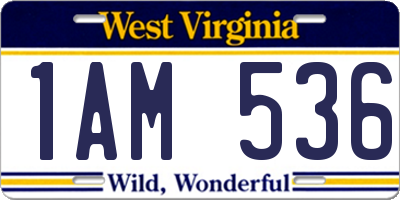 WV license plate 1AM536