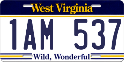 WV license plate 1AM537