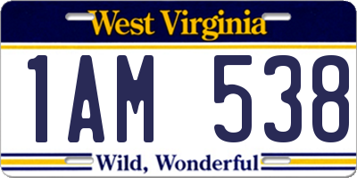 WV license plate 1AM538