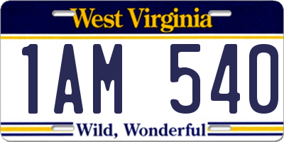 WV license plate 1AM540