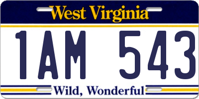 WV license plate 1AM543