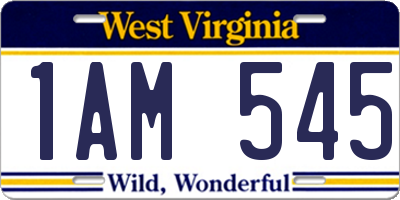 WV license plate 1AM545